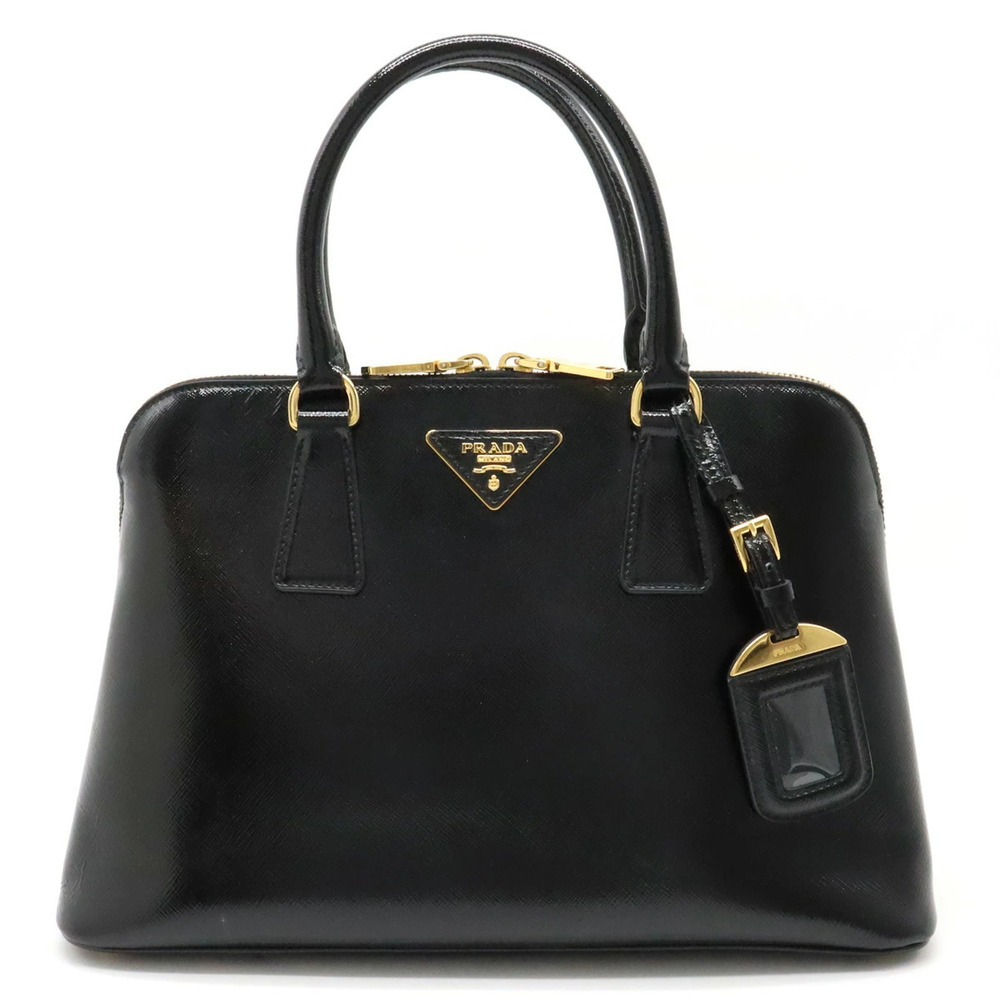 Prada Saffiano Vernic Handbag Patent Vernis Leather Enamel NERO Black